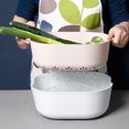 thumbnail image 4 of Thickened double-layer drainage basket, plastic multifunctional circular household fruit storage basket, kitchen fruit and vegetable filter washing basin, 4 of 9