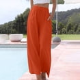 thumbnail image 2 of FAIWAD Women's Summer Linen Wide Leg Pants Drawstring High Waist Palazzo Flowy Beach Trousers with Pockets, 2 of 6