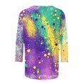 thumbnail image 5 of Penkiiy T-shirt Blouse Décontractée à Manches 3/4 et Col Rond pour Femmes, Impression Mode Mardi Gras, 3TG Multicolore, 5 of 5