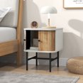 thumbnail image 4 of Costway Table de Chevet à Porte Coulissante, Style Mi-Siècle Moderne, Table d'Appoint de Rangement avec Armoire, Blanc Vieilli, 4 of 10