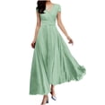 thumbnail image 2 of UPPADA Liquidation d'Économies d'Été 2024 Robes Grande Taille pour Femmes Pulpeuses Robe d'Invitée de Mariage Manches Courtes Col en V Robes de Cocktail Robe à Étages Fluide avec Ceinture Robes Bohèmes pour Femmes 2024, 2 of 6