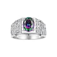 thumbnail image 1 of RYLOS Men's Rings Sterling Silver Designer Nugget Ring Oval 9X7MM Gemstone & Diamonds  Alexandrite June Birthstone Rings For Man Size 10, 1 of 7