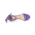 thumbnail image 4 of BLISSFUL STEP Women's Shoes Faux Suede Lace Up Open Toe Kitten Heel Cushioned Footbed Sandals  Purple 9, 4 of 7