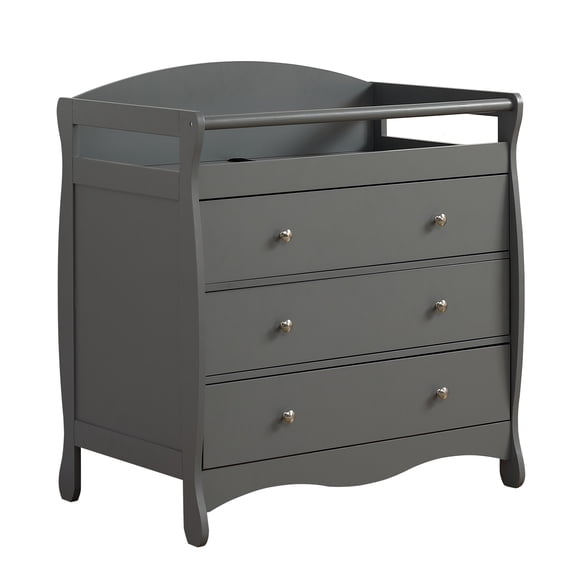 Ktaxon 3-Drawer Changing Table, Wood Infant Diaper Changing Station, Baby Dresser for Nursery, (Gray)
