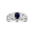 thumbnail image 1 of RYLOS Men's Rings Sterling Silver Classic 7X5MM Oval Gemstone & Diamond Ring Sapphire September Birthstone Rings For Men Size 13, 1 of 7