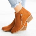 thumbnail image 2 of jsaierl Women's Casual Booties Fall Fashion Solid Color Short Boots Mid Heel Pointed Side Zip Ankle Boot, 2 of 3
