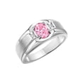 thumbnail image 3 of RYLOS Men's Rings Sterling Silver Classic 7X5MM Oval Gemstone & Diamond Ring Pink Ice October Birthstone Rings For Men, Silver Rings, Size 12, 3 of 7