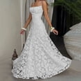 thumbnail image 1 of Xdegoge Robe Maxi Formelle pour Femmes Sans Manches à Encolure Carrée à Bretelles Spaghetti en Dentelle Florale Robes Élégantes Coupe Ajustée Soirée Fête Longues Robes Fluides Légères Été Vacances Invitée de Mariage Robes, 1 of 8