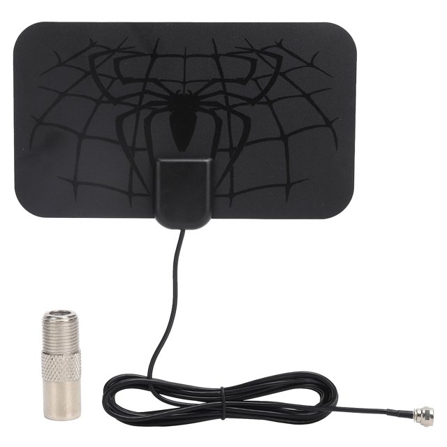 Antenne HDTV, Antenne de Réception de Signal TV HD Numérique Intérieure Conçue à la perfection, Dotée d'Un Boîtier ABS Noir avec une Conception à texture Araignée. Comprend un Câble et un Connecteur de 3 m (9,8 Pi), compatible avec des Résolutions 720p, 1080i et 1080p. Optimisée pour les Fréquences VHF (170-240 MHz) et UHF (470-860 MHz) avec un gain de 25 dB et une Impédance 75