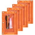 thumbnail image 1 of Binder Fabric Pencil Pouch 3-Ring Binder Pencil Case Bag with Zipper 4 Pack (Orange), 1 of 9