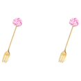thumbnail image 1 of Transemion 1/2/3/5 Cartoon Adorable Restaurant Hotel Tableware Portable Washable Stainless Steel Stirring Mixing Dinnerware Cake Flatware Candy Fork Pink 2PCS, 1 of 6