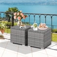 thumbnail image 4 of Costway 2PCS Patio Rattan Ottomans Seat Side Table Storage Box Footstool with Cushion Gray, 4 of 10
