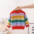 thumbnail image 2 of MIASHUI Chandail Ras du Cou pour Garçons et Filles Tout-Petits Mignon Rayé Arc-en-Ciel, Rouge, 3-4 Ans, 2 of 3