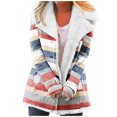thumbnail image 1 of Womens Loose Fuzzy Fleece Gradient Lapel Single Breasted Buttons Jacket Hooded Coat, 1 of 6