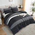 thumbnail image 4 of Litanika Full Size Comforter Sets Black White Grey - 3 Pieces Lightweight Bedding Set, All Season Down Alternative Comforter (1 C, 4 of 8