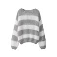 thumbnail image 1 of Gupgi Women Striped Sweaters Long Sleeve Loose Knit Pullover Preppy Jumper Tops for Fall Winter, 1 of 3