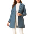 thumbnail image 1 of INSPIRE CHIC Manteau Long Classique pour Femme à Revers Cranté, Manches Longues, TP Gris Bleu, 1 of 7