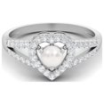 thumbnail image 1 of 0.83 Cts Round Pearl Gemstone Heart Shape 925 Sterling Silver Solitaire With Accent Split Shank Wedding Rings, 1 of 3