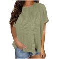thumbnail image 1 of Besolor Women's Short Sleeve Shirts Crewneck Ribbed Knit T Shirt Solid Color Basic Tee Tops Fashion Summer Outfits, 1 of 7
