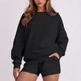 thumbnail image 2 of HAiming Ensemble 2 Pcs pour Femmes Chandail Col Rond Chandails en Molleton et Shorts Surdimensionnés Amples, 2 of 5