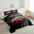thumbnail image 3 of YST Ensemble de Douillette Voiture de Course Grand Lit Cool Vitesse Voiture Literie pour Adultes Hommes Femmes Voiture de Course Sport Extrême Literie Ensembles de Douillette Véhicule Automobile Gris Rouge Route Décor de Chambre Couette, 3 of 5