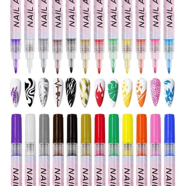 Ensemble de 12 Pcs Stylo d'Art des Ongles 3D Peint Dessin Point d'Ongle Graffiti Stylo à Pointillage Stylo Fleur Crochet Ligne Bricolage Art des Ongles Gel Vernis à Ongles