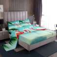 thumbnail image 1 of Kids Flamingo Sheets,Soft Pink Green Sheet Set - Girls Room Decor Beach Ocean Water Bed Sheets Set,Tropical Leaves Fresh Style Palm Tree Bed Collection with 2 Pillow Cases,King, 1 of 5