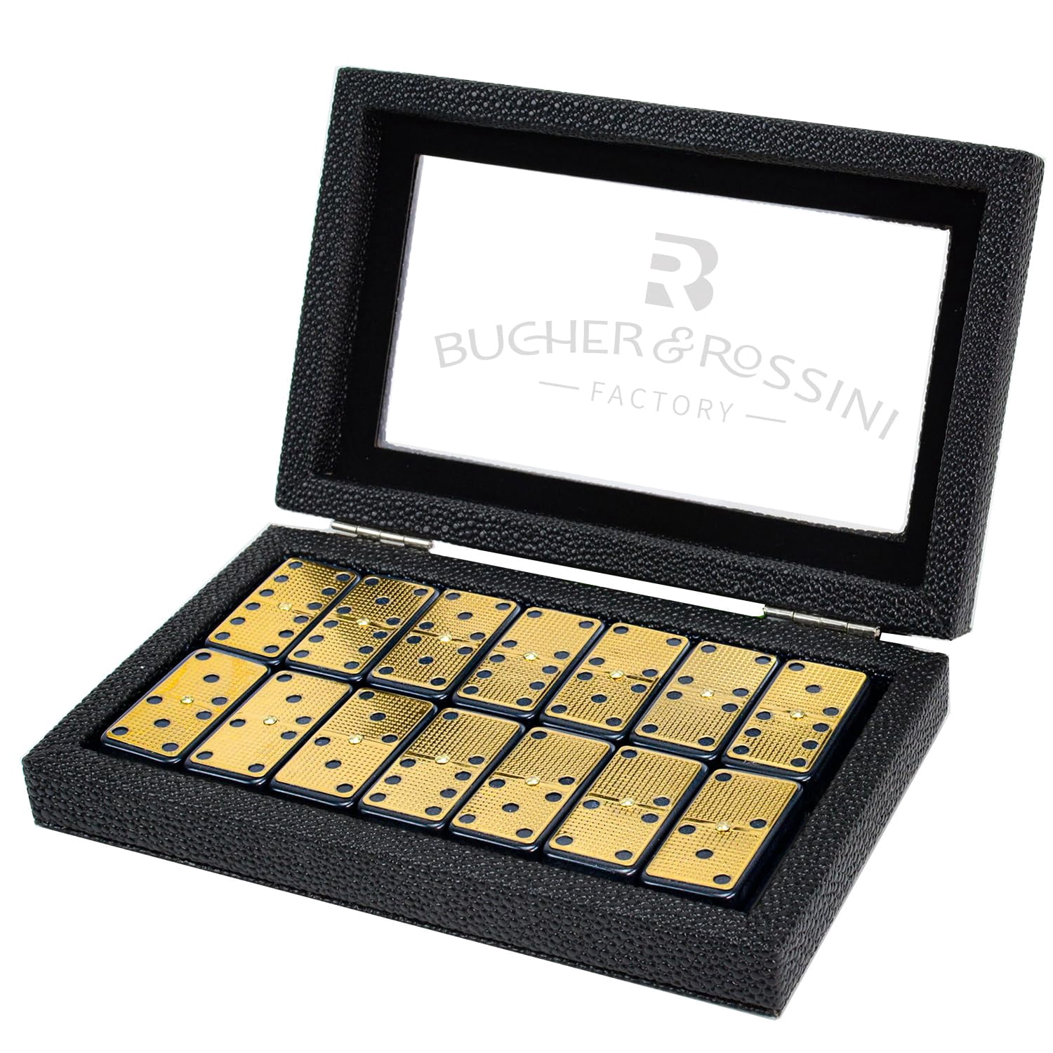 Bucher&Rossini Metal Surface Dominoes Set Double 6 for Adults and