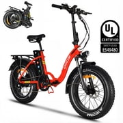 Oiios Electo Fat Tire Folding Ebike for Adults 48V 15.6Ah 750W UL Certified - Step Thru - 95km Long Range - Red