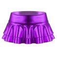 thumbnail image 4 of Sxiwei Women's Shiny Metallic Skirt High Waist Layered Pleated Ruffled Mini Skirt Rave Party Clubwear Metallic Purple L, 4 of 7