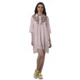 thumbnail image 1 of Moomaya Robe Chemise Brodée Unie Femmes Manches 3/4 Col Évasé Blouse, 1 of 6