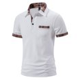 thumbnail image 2 of Birdeem Chemises pour Hommes Chemise Décontractée Patchwork Imprimé Bouton Col Rabattu Manches Courtes T-Shirt Chandail Blouse, 2 of 12