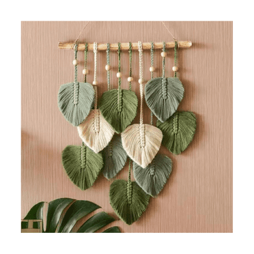 Leaf Macrame Wall Hanging Boho Room Home Decor Woven Aesthetic Wall Tapestry Home Room Wedding Decoration Green