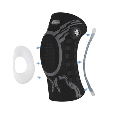 Kuangmi Knob Knee Brace for Pain Relief, Knee Support with Patella Gel Pad & Side Stabilizers, Compression Knee Sleeve for Workout, Arthritis, Joint Pain, Meniscus Tear (Black,Left,Medium,Single)