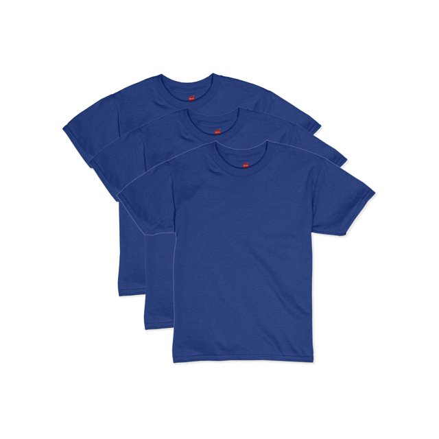 Hanes Garçons EcoSmart T-Shirt à Manches Courtes Valeur Lot de 3, TG, Bleu Royal Foncé
