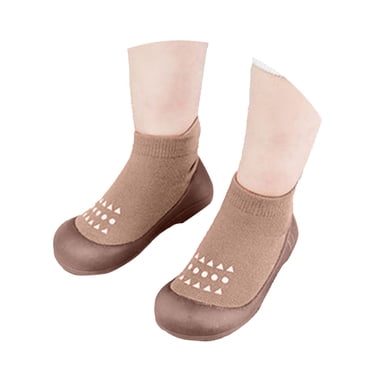 Baby Sock Shoes Baby Walking Shoes Infant Non Slip Breathable Slippers With Soft Rubber Sole Baby Boys Girls Sneakers Coffee 25/19 M—24 M