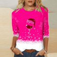 thumbnail image 2 of KIHOUT Hauts pour Femmes Manches Longues Liquidation Mode Petite Confortable Col Rond Manches 3/4 Imprimé de Noël T-shirt Décontracté Blouse, 2 of 4