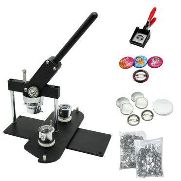 ChiButtons (KIT) 25mm (1 Pouces) Machine à Badges Pro Bouton Fabricant-B400 + Moule + 500 Pcs + Coupeur de Manutention [Système Métrique] (Noir-Neuf)