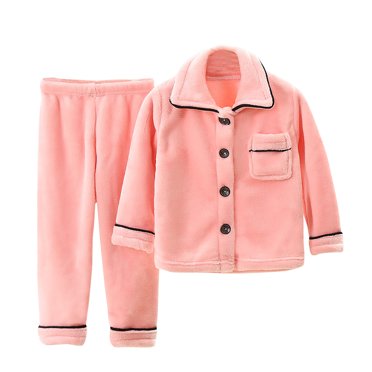 Hiiyo Toddler Girls Flannel Pajamas Thicken Warm Long Sleeve Tops Pants Sleepwear Pj Set