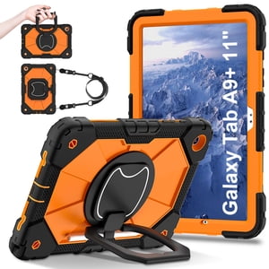 Allytech pour l'onglet Galaxy A9 8.7" étui SM-X110 X115 2023, Rugged Shockproof Kids Friendly Kickstand Poignée Poignées Etui pour tablette pour Samsung Galaxy Tab A9 - Noir+Orange