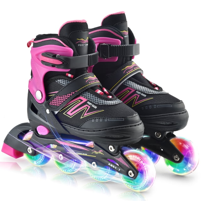 Patins en Ligne Ajustables avec Roues Lumineuses pour Enfants Garçons Filles Dames