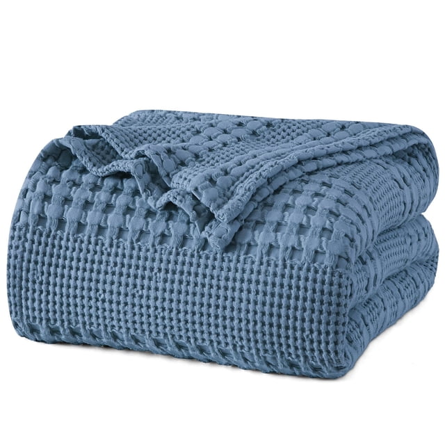 PHF 100% Cotton Waffle Weave Blanket Queen Size for Bed, Soft Lightweight & Breathable, All-Season Comfort, 300 GSM Luxury Aesthetic Blanket for Home