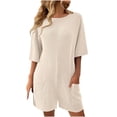 thumbnail image 1 of Yanlir 2025 Spring Summer Rompers for Womens Casual Rompers Adjustable Shorts Overalls Loose Jumpsuits Summer Outfits with Pockets(Beige,S), 1 of 8