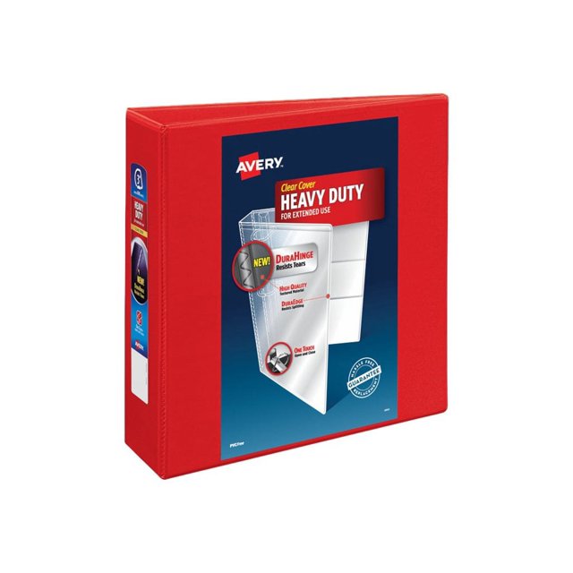 Avery Heavy-Duty View Binder with DuraHinge and One Touch EZD Rings ,BNDR,HDVW,3",1-TCH,RNG,RD