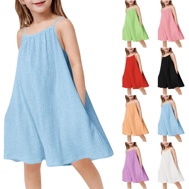 Milgrthf Robe Fleurie pour Filles Boho Mignonne à Manches Bouffantes, Coupe Ample, Col Ras du Cou, Décontractée, Évasée, Robes d'Été pour 5-16 Ans Jaune 11 Ans