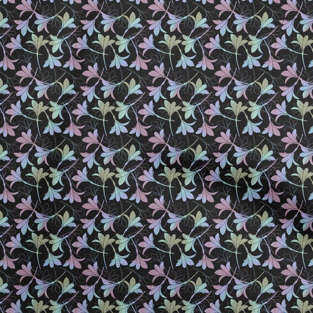 oneOone Cotton Flex Black Fabric Leaves Sewing Craft Projects Fabric Prints By Yard 40 Inch Wide