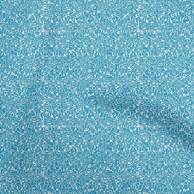 oneOone Georgette Viscose Medium Blue Fabric Block Sewing Material Print Fabric By The Yard 42 Inch Wide-PS