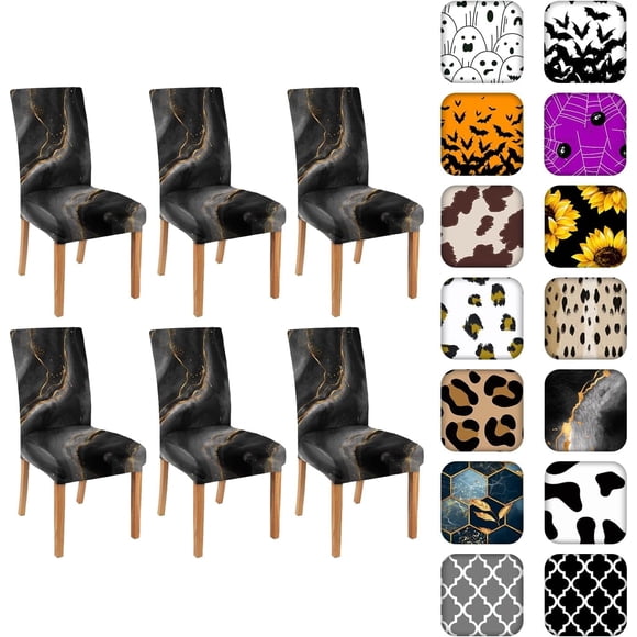 Chair Covers for Dining Room Set of 6, Stretch Dining Chair Cover 6 Pieces, Washable Kitchen Parsons Chair Slipcovers 6 Pack, Removable Seat Protector for Home and Party