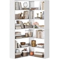 thumbnail image 4 of Industrial Corner Bookshelf 6-Tier | 35.2" L-Shaped Tall Bookcase for Living Room, 4 of 7