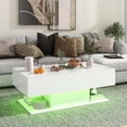 thumbnail image 2 of Costway LED Coffee Table with 2 Drawers 20-Color Dimmable LED Lights & Remote Control White, 2 of 10